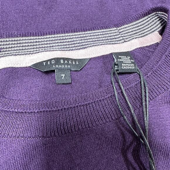 Ted Baker NWT London Men's Sandkas Slim Fit Crewneck Purple Sweater Size 7 XXXL - Picture 5 of 11
